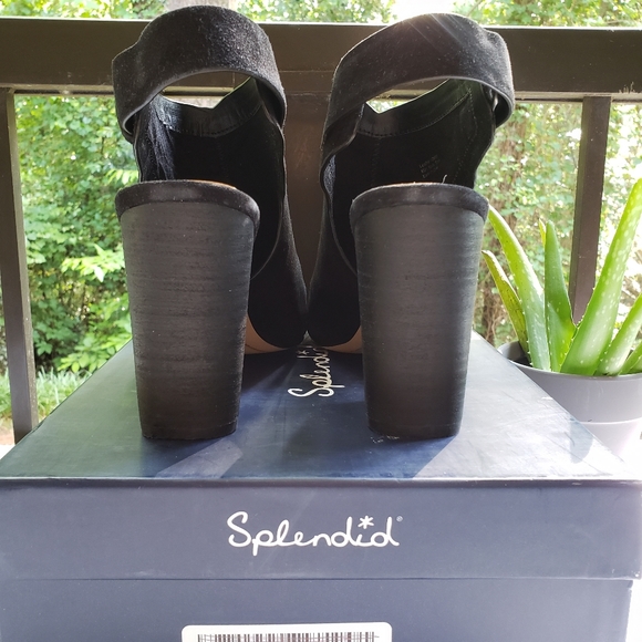 SPLENDID Nikolai Suede Leather Open Toe Booties in Black Size 10 - Picture 8 of 9